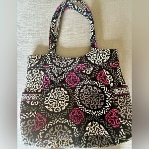 Vera Bradley Quilted Tote – Black & Pink Damask Pattern